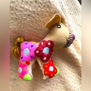 NWOT Mexican Hand made Pretty Stuffed Wool Animal. Dog.